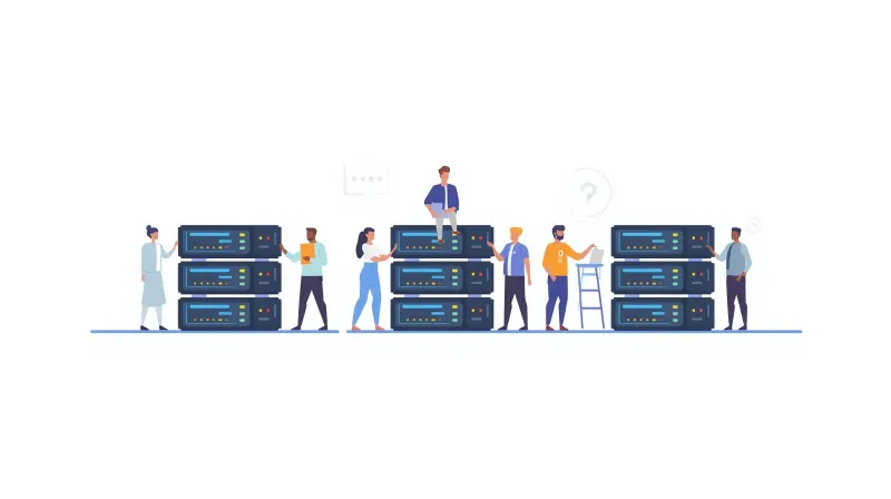 Three agency hosting approaches shown with teams managing different server configurations