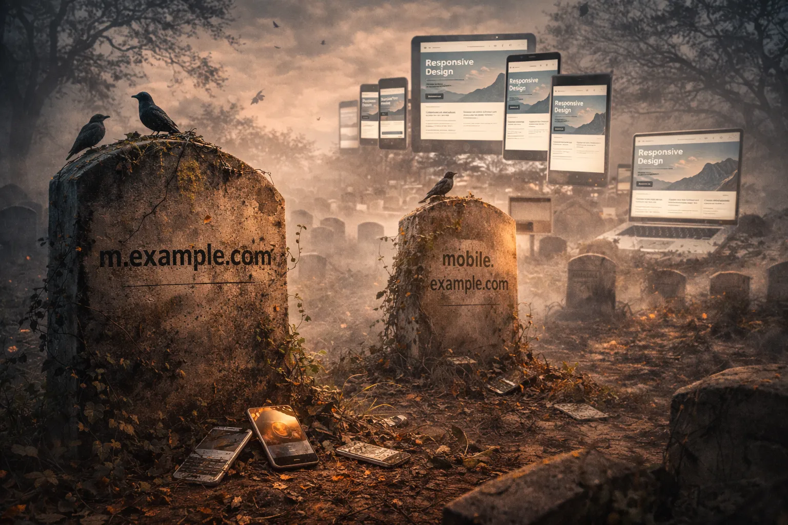 Evolution of web design from separate mobile sites to unified responsive design