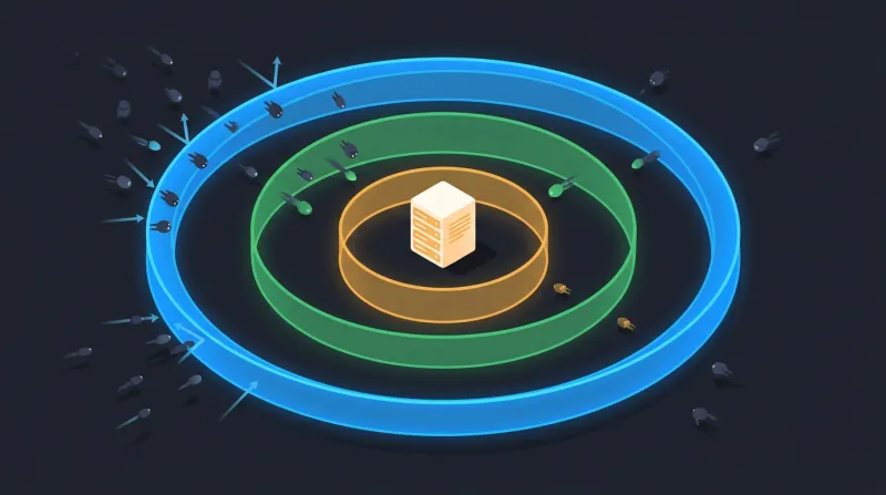 Diagram showing three layers of brute force defense: edge protection, application protection, and authentication hardening