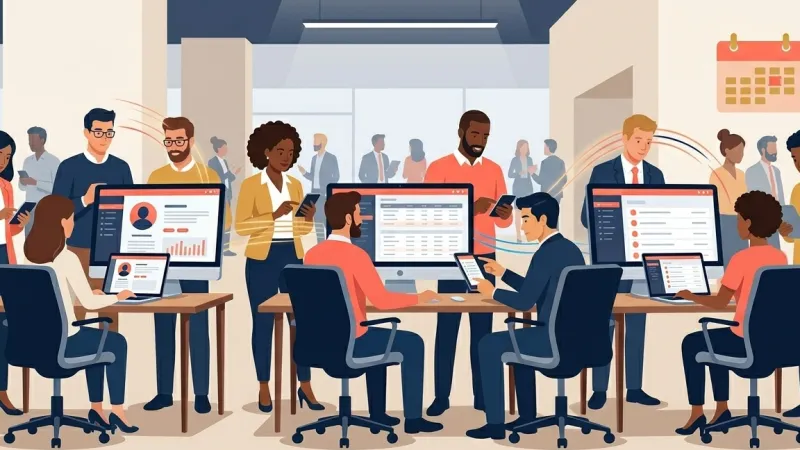 A crowd of association members registering for an annual conference online, representing the traffic spike that tests WordPress hosting for associations during peak registration periods.