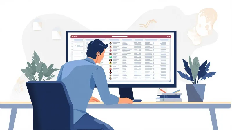 A person reviewing CRM contact records on a desktop monitor, illustrating why CRM integration requirements should drive the WordPress form plugin decision