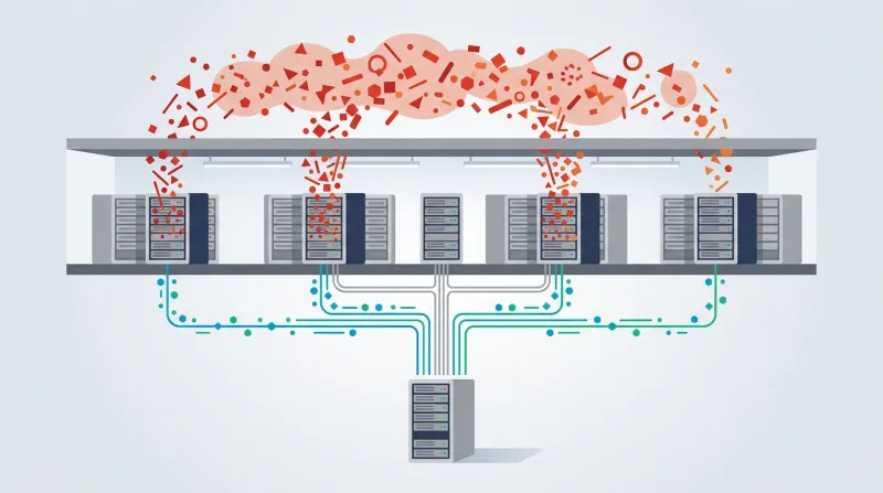Server infrastructure diagram showing where DDoS attacks target different layers of the network stack