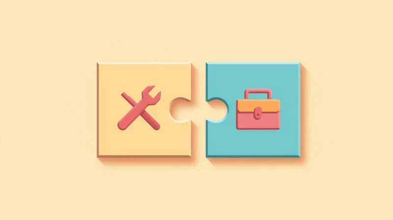Two puzzle pieces showing gap between basic DIY tools and professional WordPress expertise toolkit