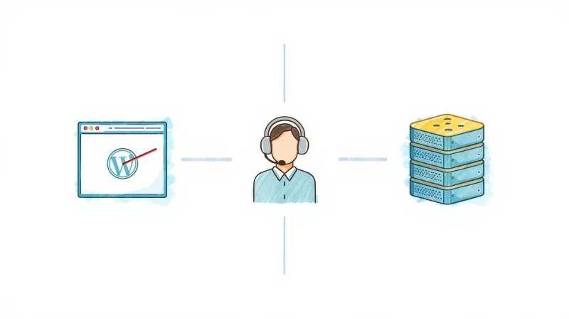 Support specialist connected to both WordPress website and server infrastructure for unified management