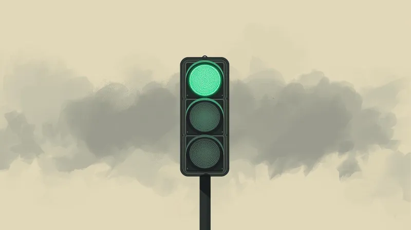 Traffic light showing green while the path ahead remains unclear representing false SEO confidence
