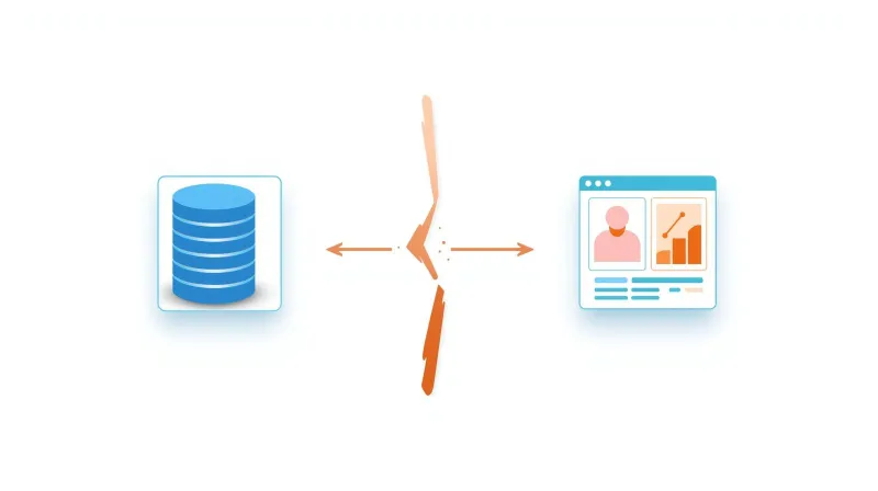 Gap between server infrastructure and website functionality showing broken connection