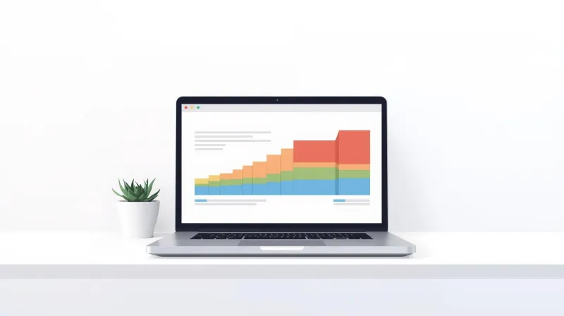 A laptop on a desk showing a website with distinct horizontal tiers on screen, representing the Formidable Forms pricing structure where significant capability jumps occur between levels