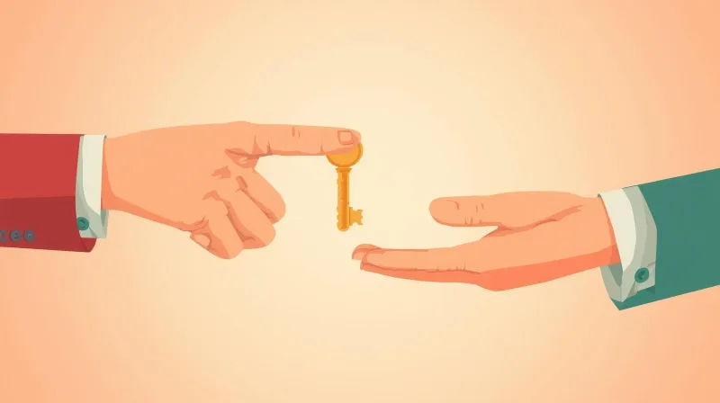 One hand passing a key to another representing trust and letting go in successful agency white-label partnerships