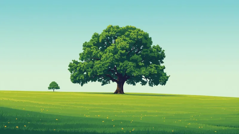 A tall mature oak tree among smaller saplings represents LearnDash as the established WordPress LMS market leader.