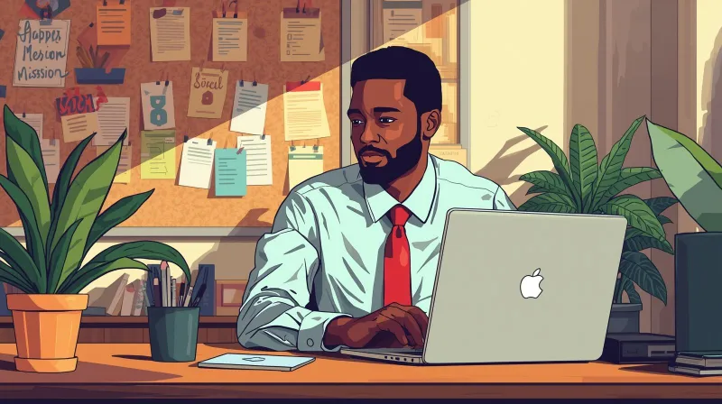 A professional working in a nonprofit office environment