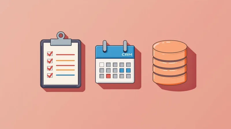 Nonprofit event planning components including registration checklist, CRM calendar, and database