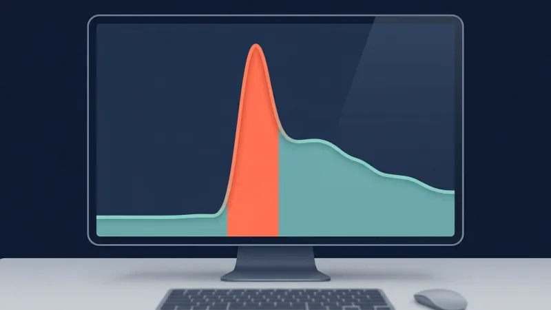 A traffic spike graph visualization representing the surge in website visitors nonprofits face during Giving Tuesday and year-end fundraising campaigns on WordPress hosting.
