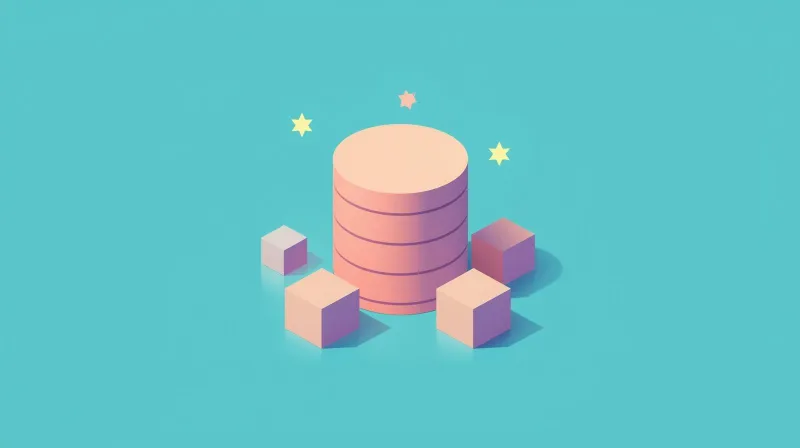 Clean optimized database cylinder with organized data blocks and sparkles indicating peak performance