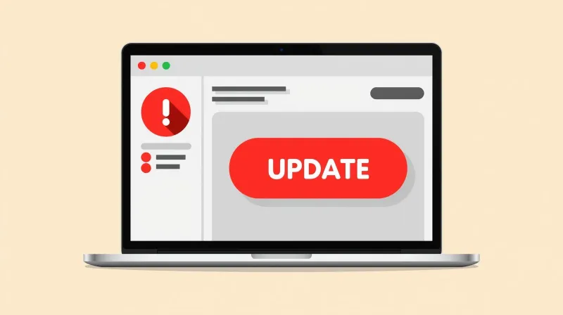Dashboard showing pending updates and warning notifications