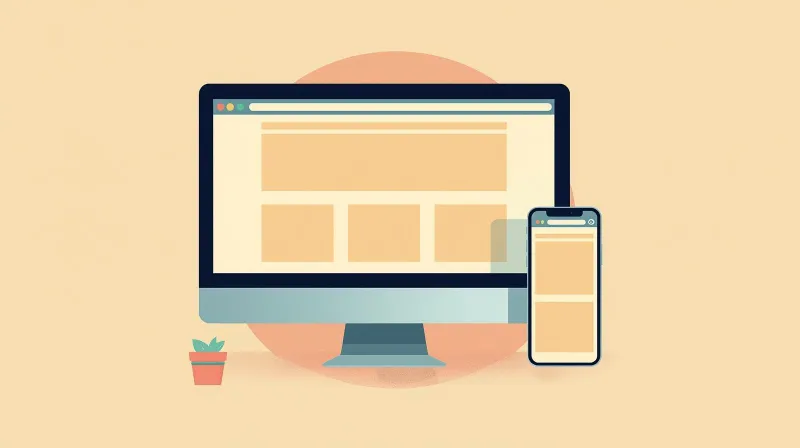 Same website layout displayed on desktop and mobile screens demonstrating responsive design adaptation