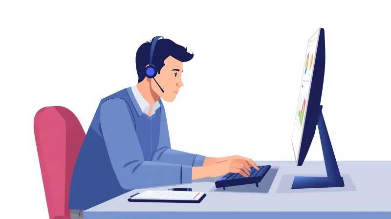 A support technician studying a WordPress admin screen on a desktop monitor, representing the troubleshooting complexity that Ninja Forms add-on fragmentation creates over time
