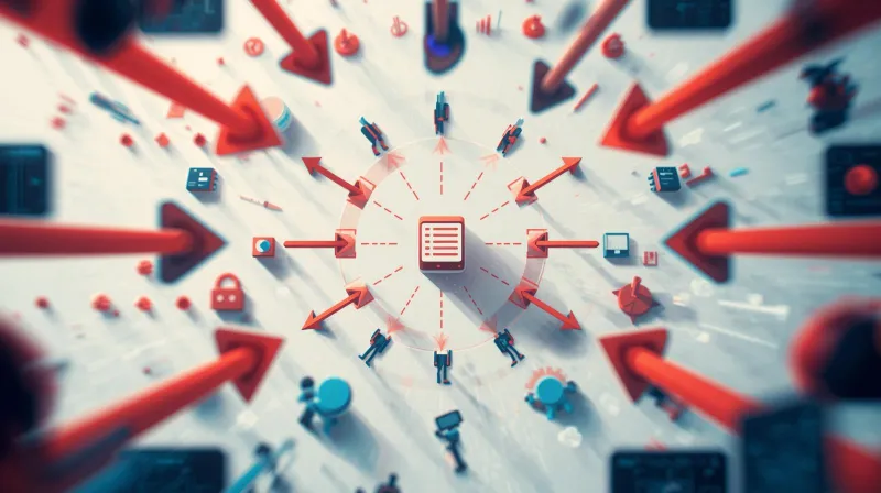 Donation system under targeted attack from multiple directions with red arrows representing credit card fraud attempts