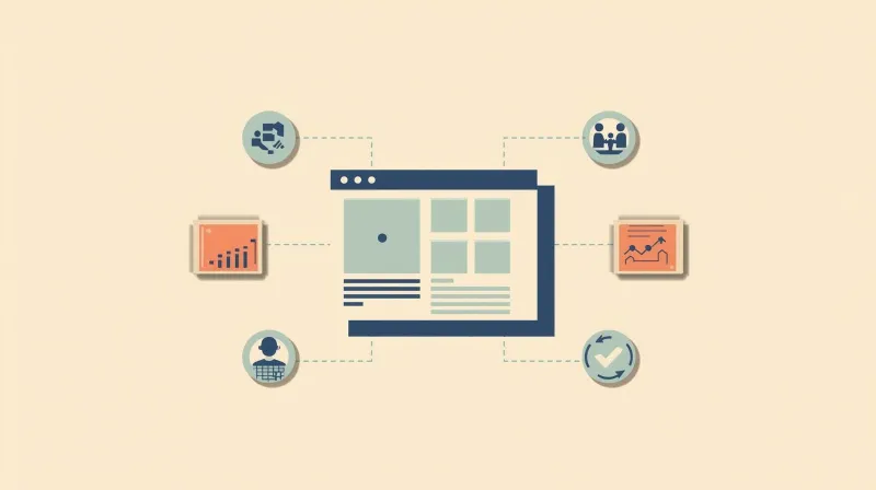 Website serving as central hub connecting various content sections and user interactions