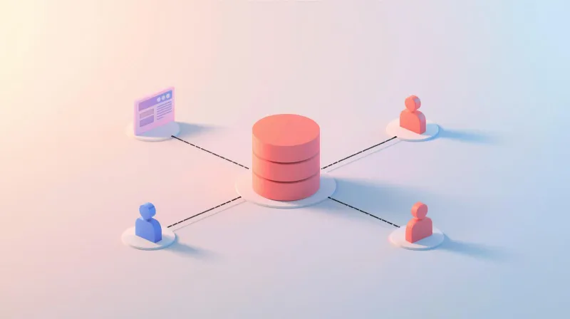 WordPress database cylinder connected to user icons and web page, showing how all site requests flow through the database