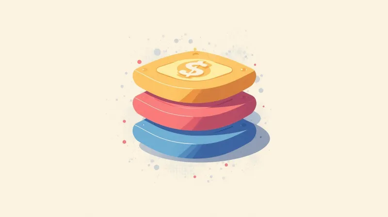 Stacked colorful layers with dollar sign showing how complexity factors increase WordPress development costs