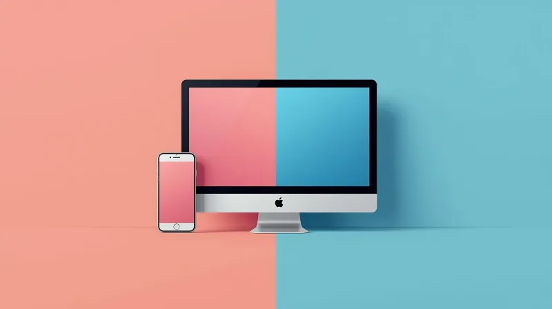 Desktop computer and smartphone side by side illustrating the mobile versus desktop optimization debate