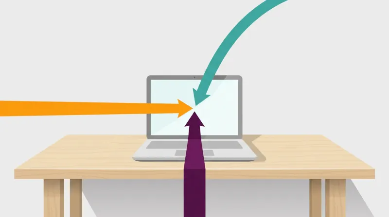 Three distinct colored streams converging on a single open browser window representing the three types of cross-site scripting attacks
