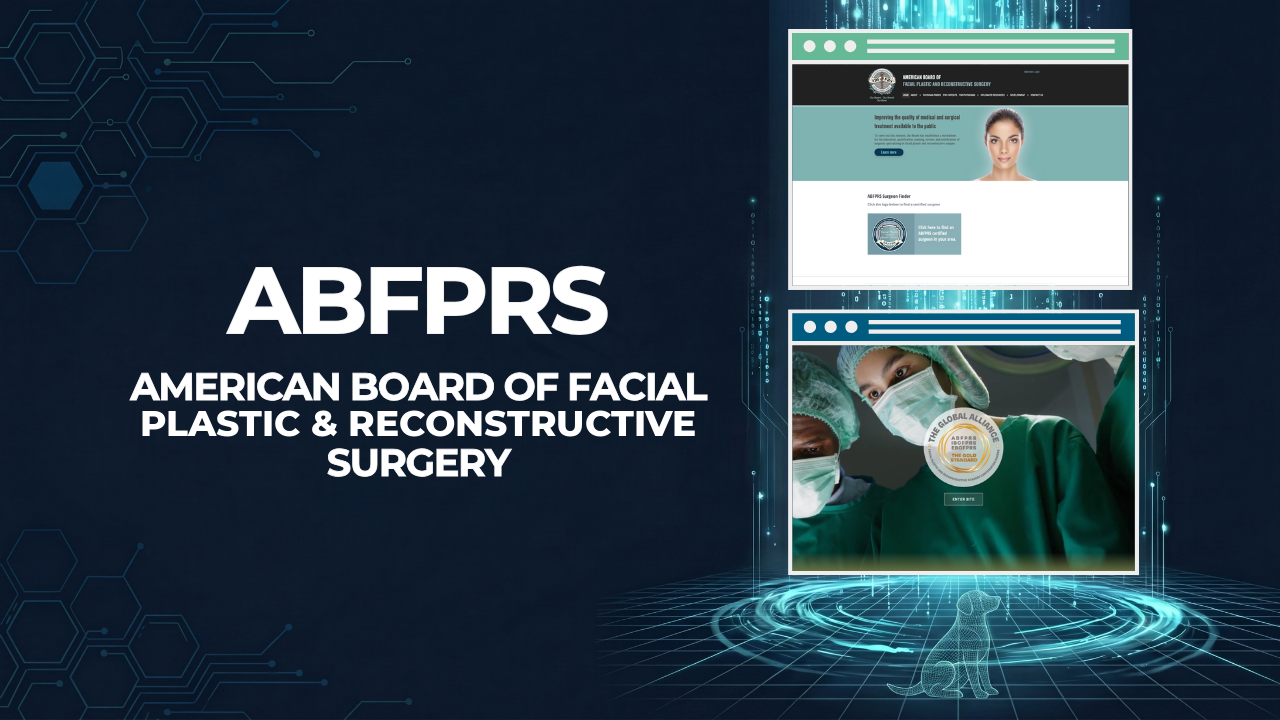 ABFPRS case study graphic showing the board's main website and its Global Alliance site