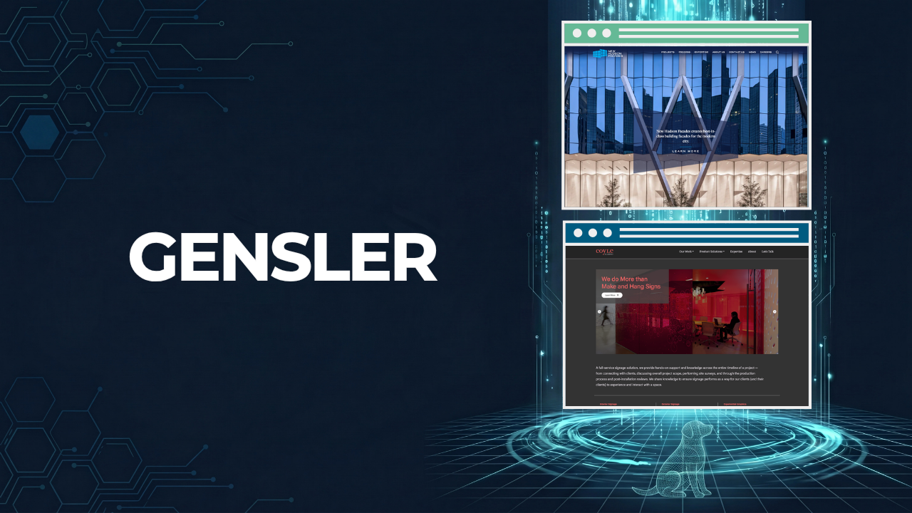 Gensler case study graphic showing the two client websites