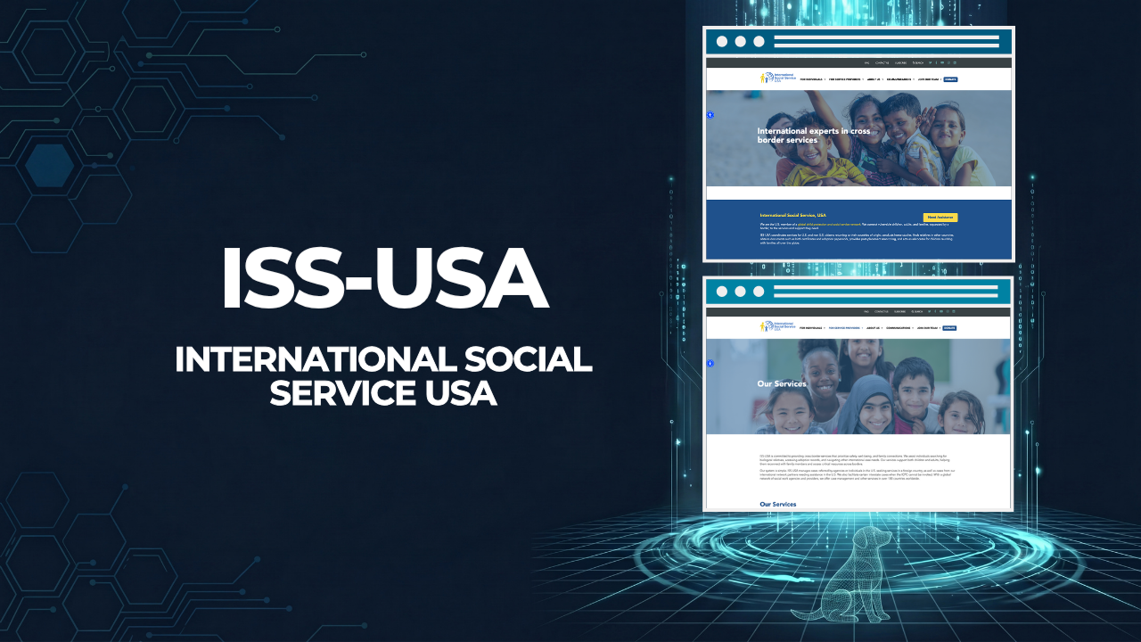 The ISS-USA name beside screenshots of its home page and its services page